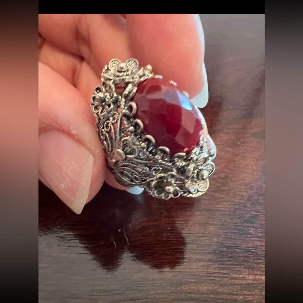 DGS turkey 925 filigree genuine ruby ring size 6